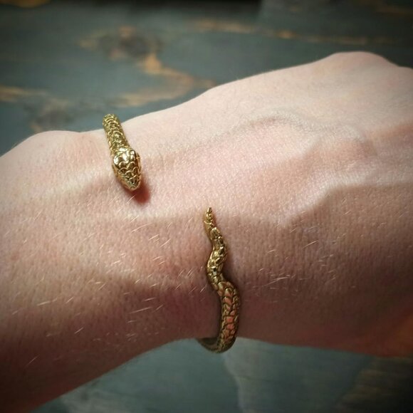 Neiman Marcus 14kt Gold-Plated Snake Bracelet - Picture 1 of 5